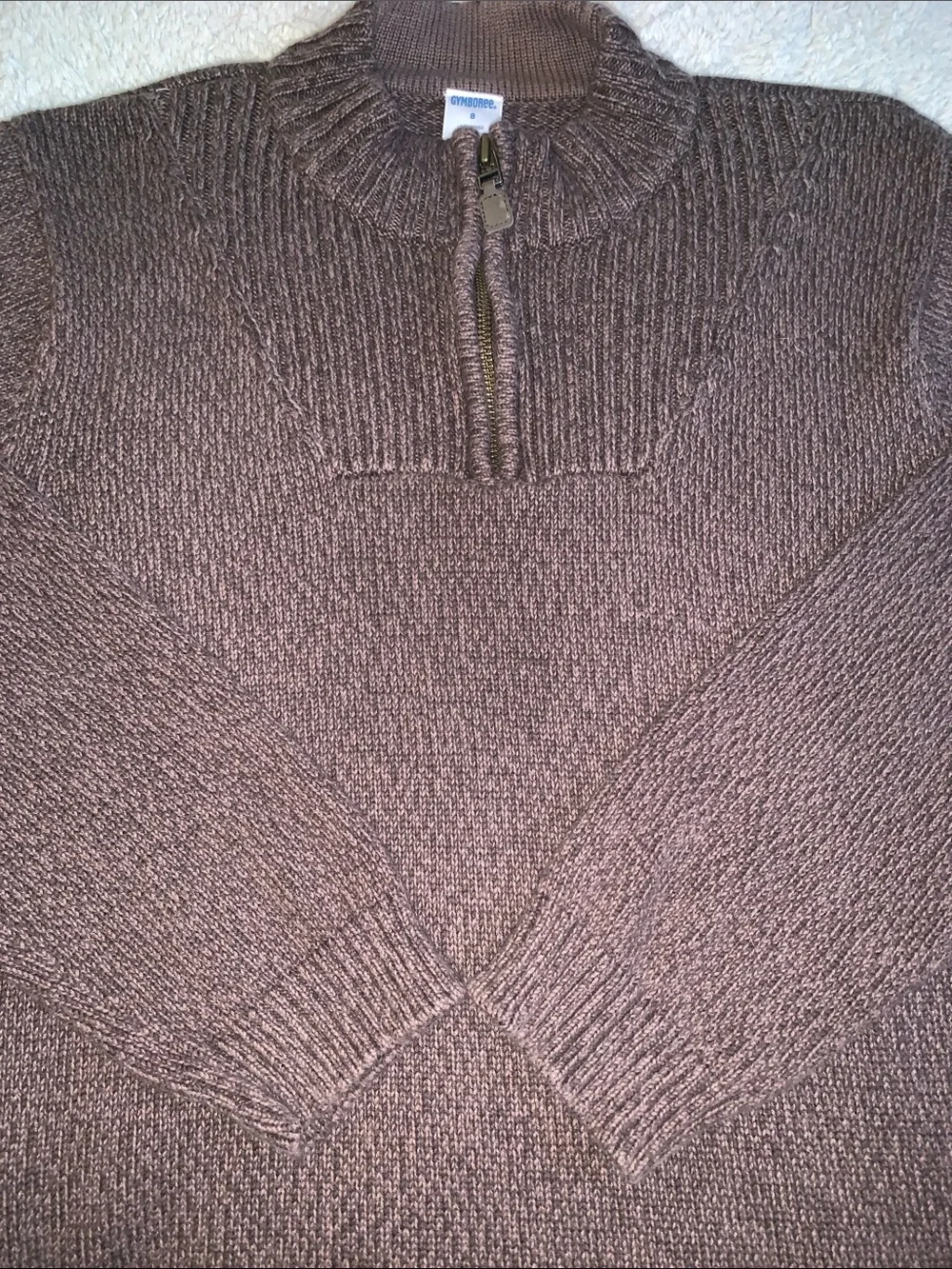Gymboree Brown Quarter Zip Sweater 8 EUC Boys